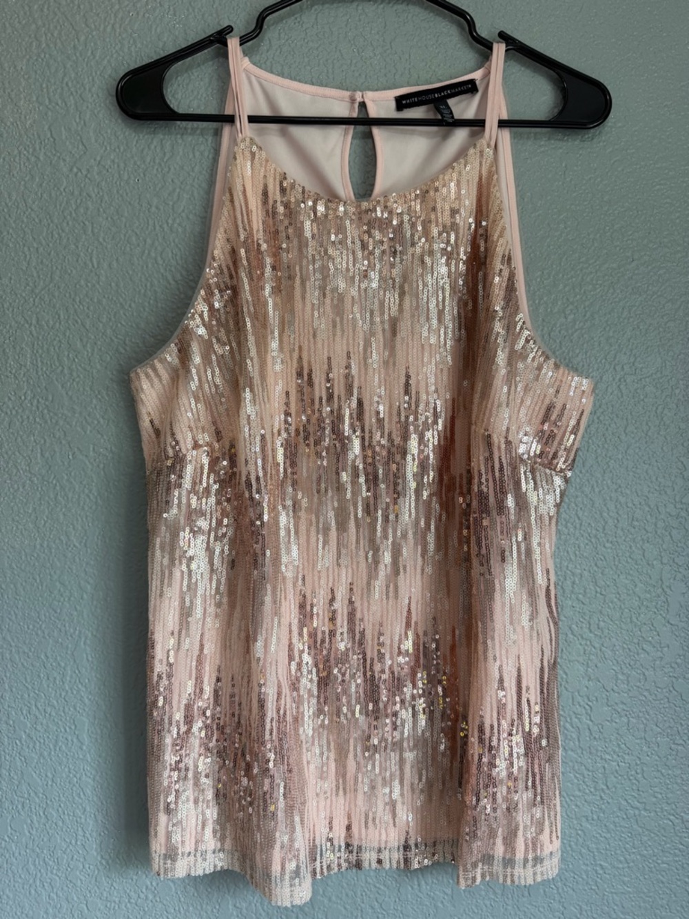 White House Black Market Blush Pink Sequin Halter Tank